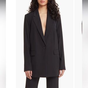 Nordstrom NWT Open Edit Oversize Blazer Black business office day night 12 14 L